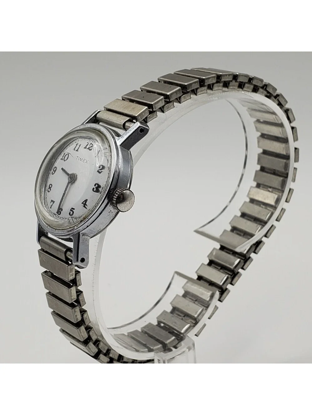 Vintage Timex Mercury Womens Mechanical Watch Silver Tone For Parts Or Repair